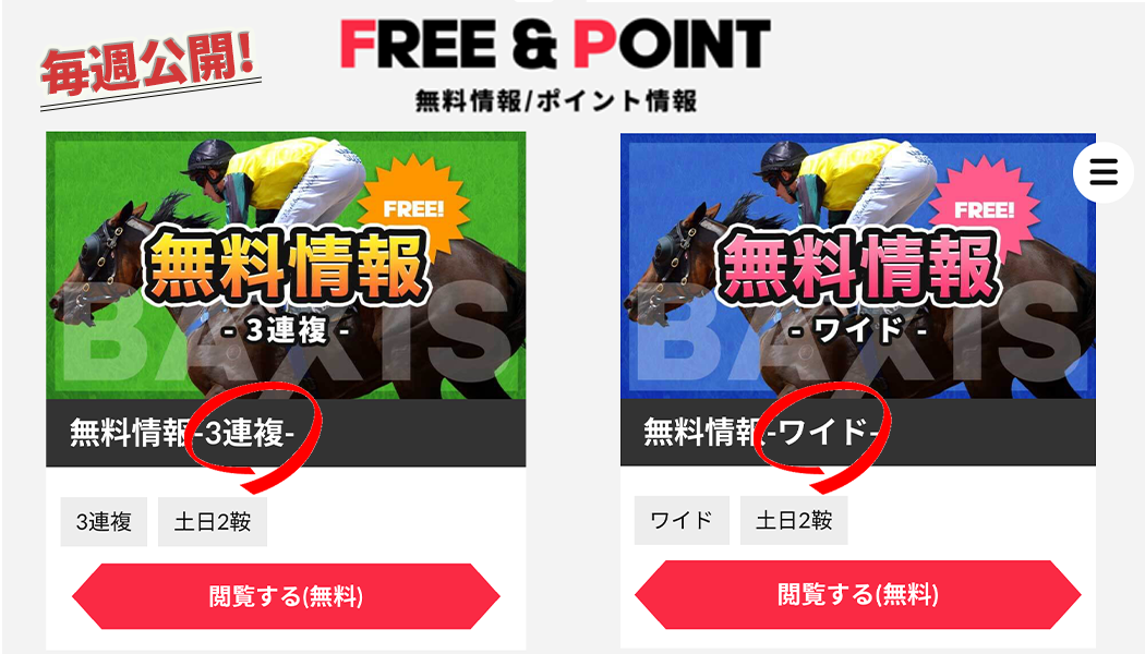 毎週末公開！無料の4鞍予想