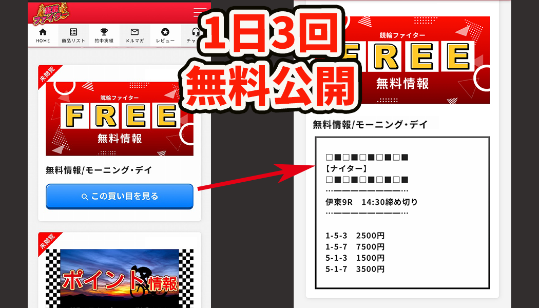 無料予想は1日3回！